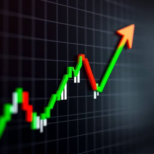 Grafico che mostra l'andamento del mercato azionario italiano FTSE MIB con frecce verdi e rosse.
