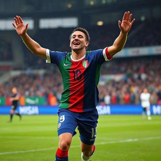 Un calciatore italiano che esulta dopo aver segnato un gol.